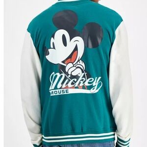 Men’s Mickey Mouse Colorblocked Fleece Varsity Bomber Jacket – Size L